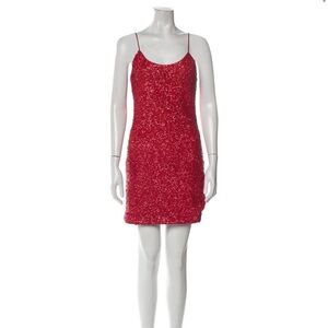 Alice + Olivia Red Sequin Mini Dress